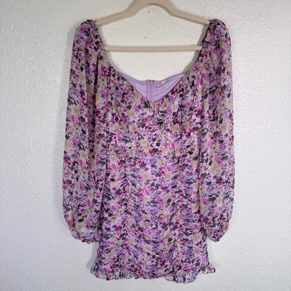ASTR The Label Dress Womens Small Ruched Mini Floral Romantic Cottagecore Boho - Picture 1 of 13